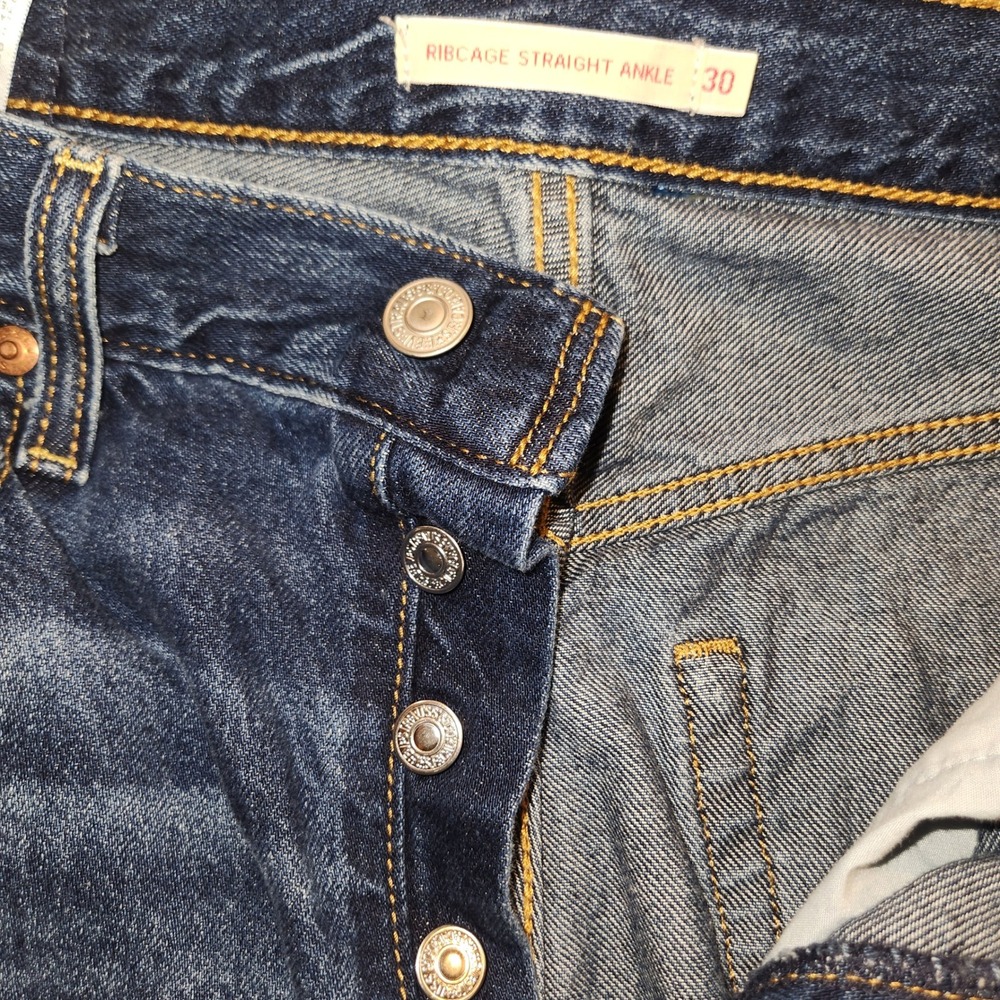 Levi's Premium Ribcage Straight Ankle Jeans Dark Wash Women's Size 30 - Picture 4 of 11